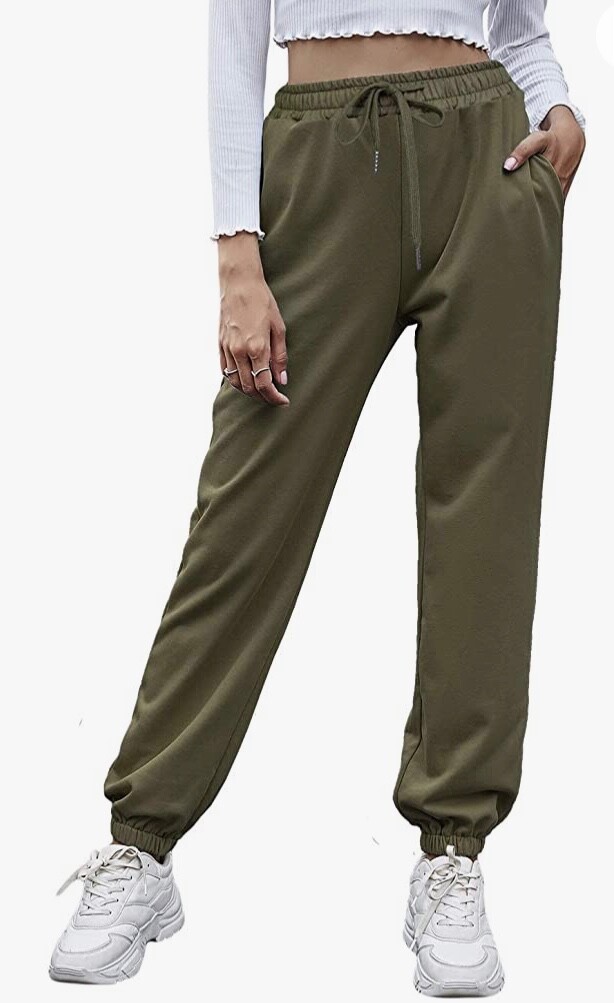 Odosalii Joggers Olive Green Elastic Waist Womens Size M-image