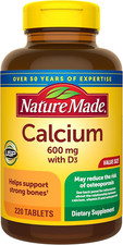 Calcium 600 Mg with Vitamin D3, Dietary Supplement for Bone Support, 220 Tablets