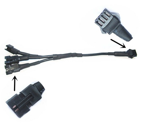 3 Ways Motorcycle Add-On Power Harness 1 Female Connector To 3 Male Connectors - Imagen 3 de 7