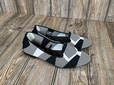 Skechers Womens Cleo Sherlock Knit Ballet Flats 44731 Black White Comfort Size 6