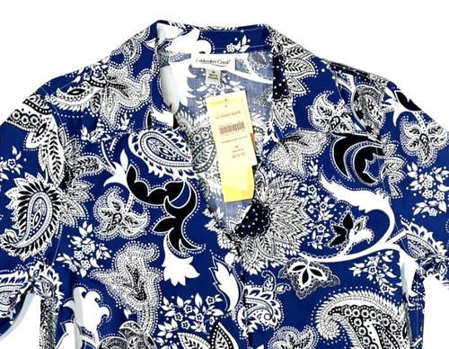 Coldwater Creek Bandana Print No Iron Blue White Readywear Shirt Misses M 10-12 - Picture 2 of 10