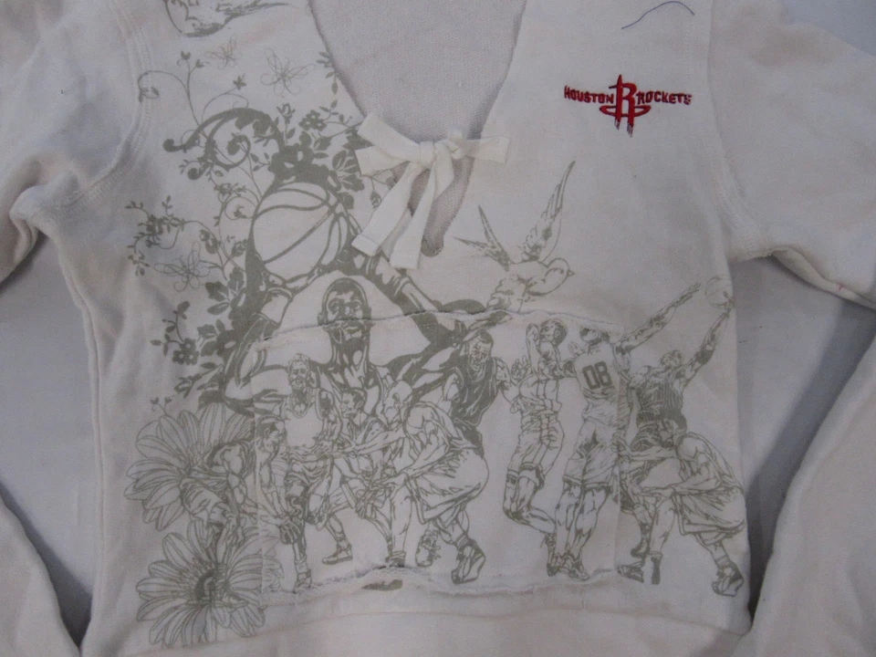 New Houston Rockets Womens Size S Small White Deep V-Neck Hoodie - Image 2 of 4