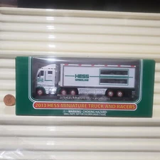 2013 HESS Truck Miniature TRUCK and 2 RACERS 100%  New Mint in C9.5 New Mint Box