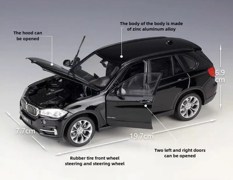 1:24 Scale BMW X5 White&Black Metal Car Model Toys Ornament GIFT IDEA - image 3 of 4