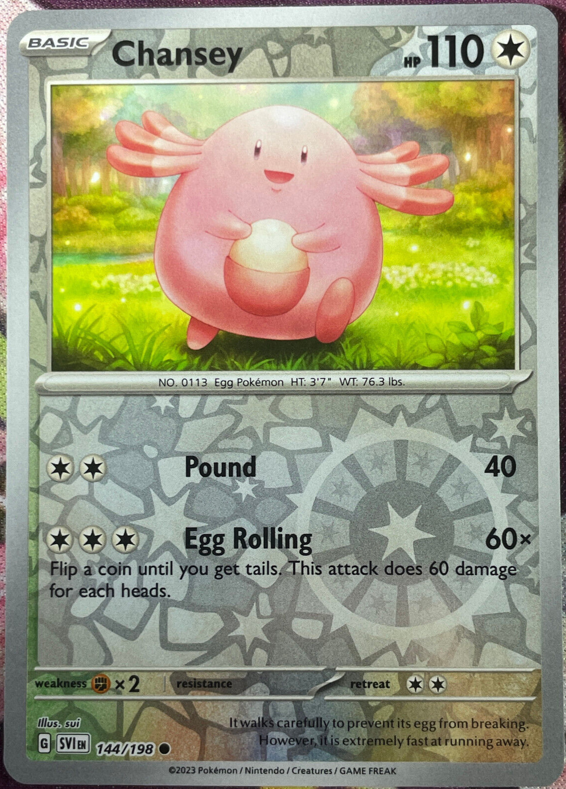 Chansey Reverse Holo - 144/198 - Scarlet & Violet Base Pokemon 2023