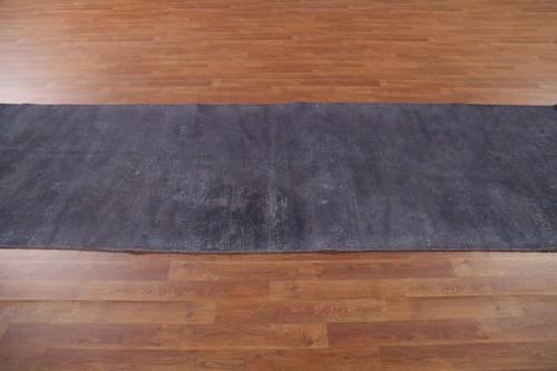 Vintage Purple Over-Dyed Handmade Wool 11 ft Runner Rug Hallway Carpet 3x11 - Picture 19 of 24