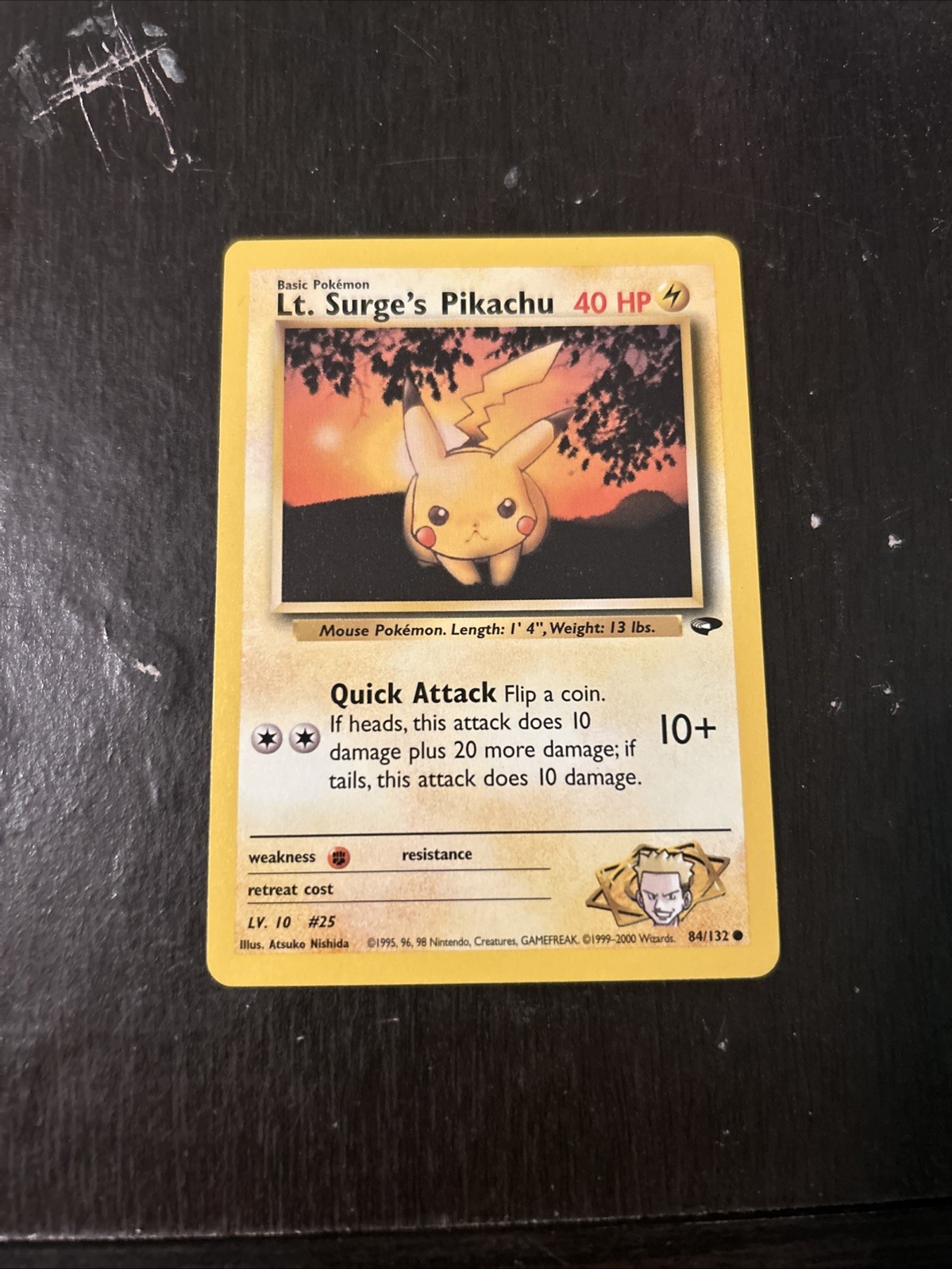 Lt. Surge's Pikachu 84/132 Common Gym Challenge Pokemon Card TCG WOTC NM