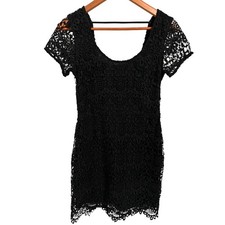 Hollister Black Dress with Lacey Overlay Side Zip Scoop Neck Women's Size Small