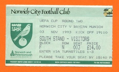 1993/94 -- Norwich City - FC Bayern München --- UEFA-Cup 186