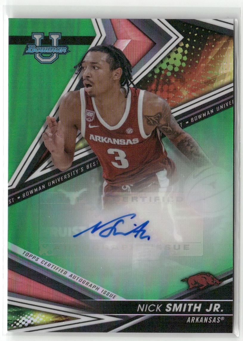 2022-23 Bowman University Best Nick Smith Jr Autograph Green Refractor /99 Auto
