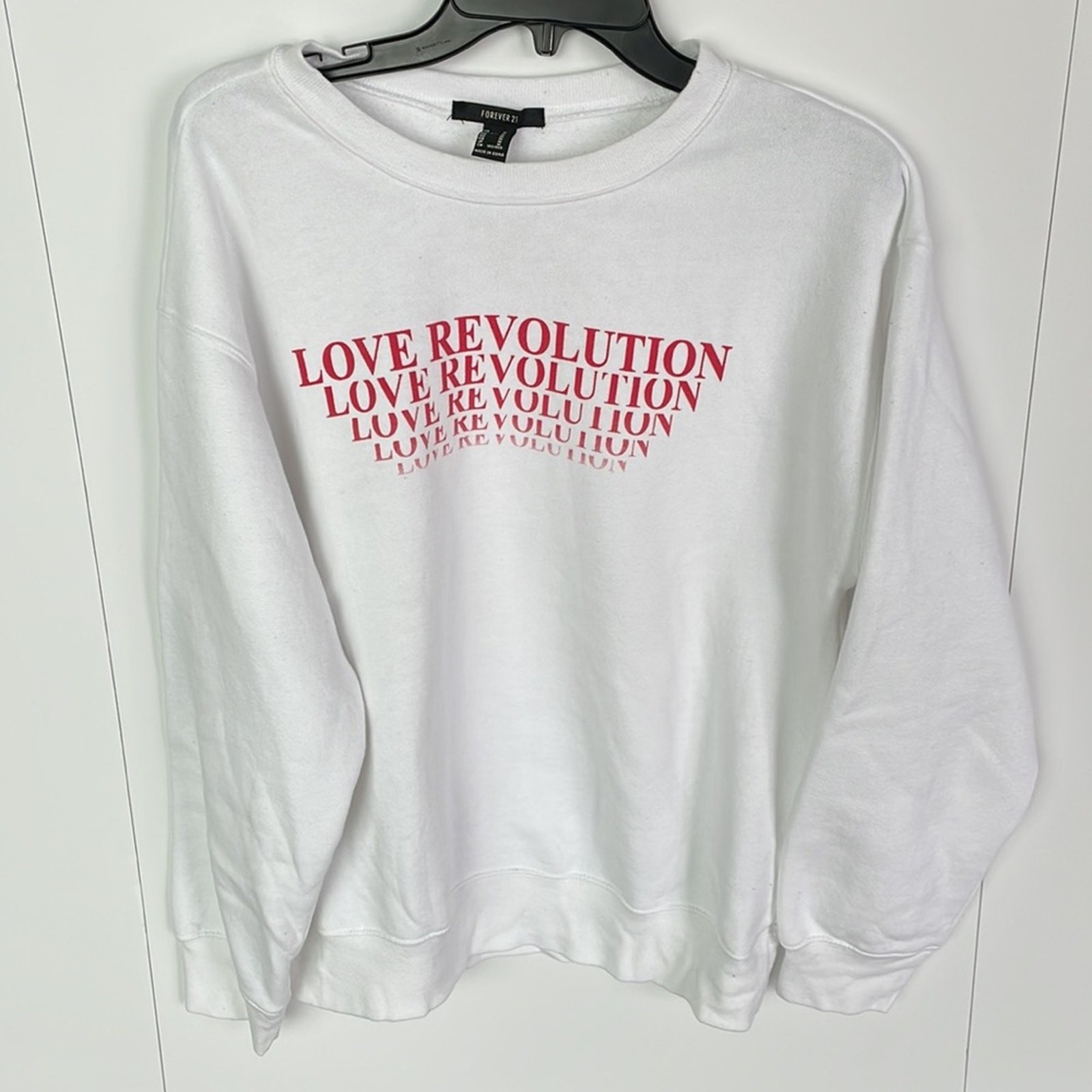 Forever 21 White Basic Love Revolution Pullover S… - image 1