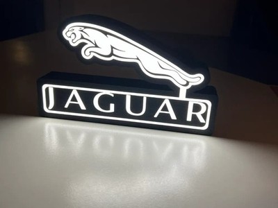 Jaguar LED Leuchtkasten Schild - USB Powered Luxus Auto Schreibtisch Dekor 24 cm
