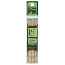Clover Takumi Bamboo Double Point Knitting Needles 5" 5/Pkg-Size 6/4mm