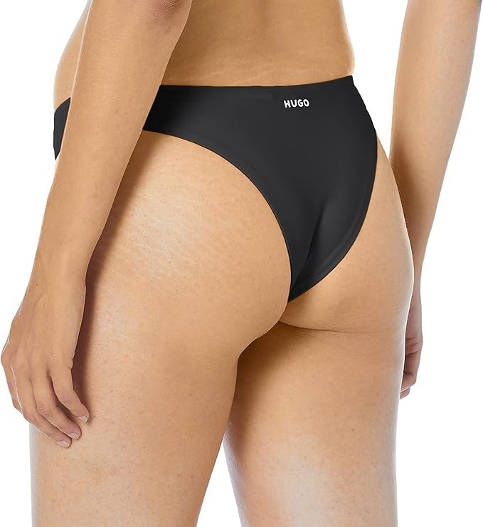 HUGO Womens Iconic Slim Fit Brazilian Bottom Swimsuit Separates, Black Fog, Med