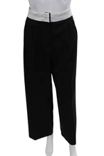 Lioness Womens Zipper Fly High Rise Pleated Wide Leg Pants Black Size Small