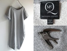 Alexander McQueen Dress XS Gray Cotton Asymmetrical Design Excellent Condition