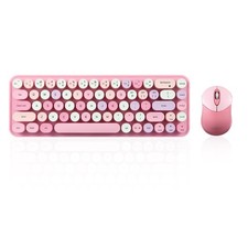 PERIDUO-802PK Bluetooth Mini Keyboard and Combo - Round Key Caps - Pastel Pin...