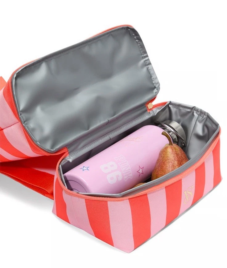 Victoria's Secret Pink & Coral Stripe ULTIMATE BEACH BAG backpack Cooler NWT - Image 3 of 3