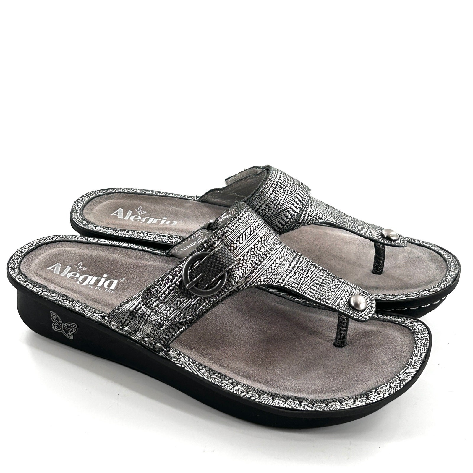 APL Sandali Alegria Carina catena posta 42 11 argento grigio pelle plateau comfort