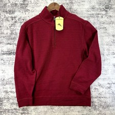 NWT Tommy Bahama 1/4 Zip Pullover Rhumba Red Men's Medium ST227305TX MSRP 118