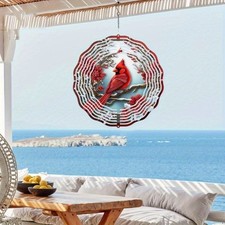 Cardinal Bird Wind Spinner 10" Metal Wind/ Yard/Garden Spinner - With Spin Clip