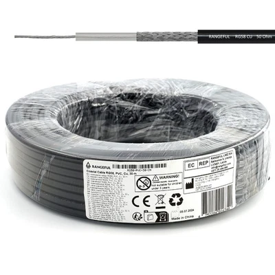 RANGEFUL RG58 CU Koaxialkabel 50Ohm antennenkabel für CB funk, HAM, 4G 5G — 30m 50m 100m