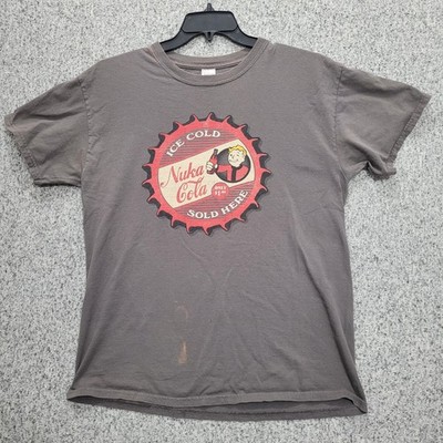 Fallout Nuka-Cola Graphic T-Shirt Mens Large Gildan Heavy Cotton Gray Gamer Tee
