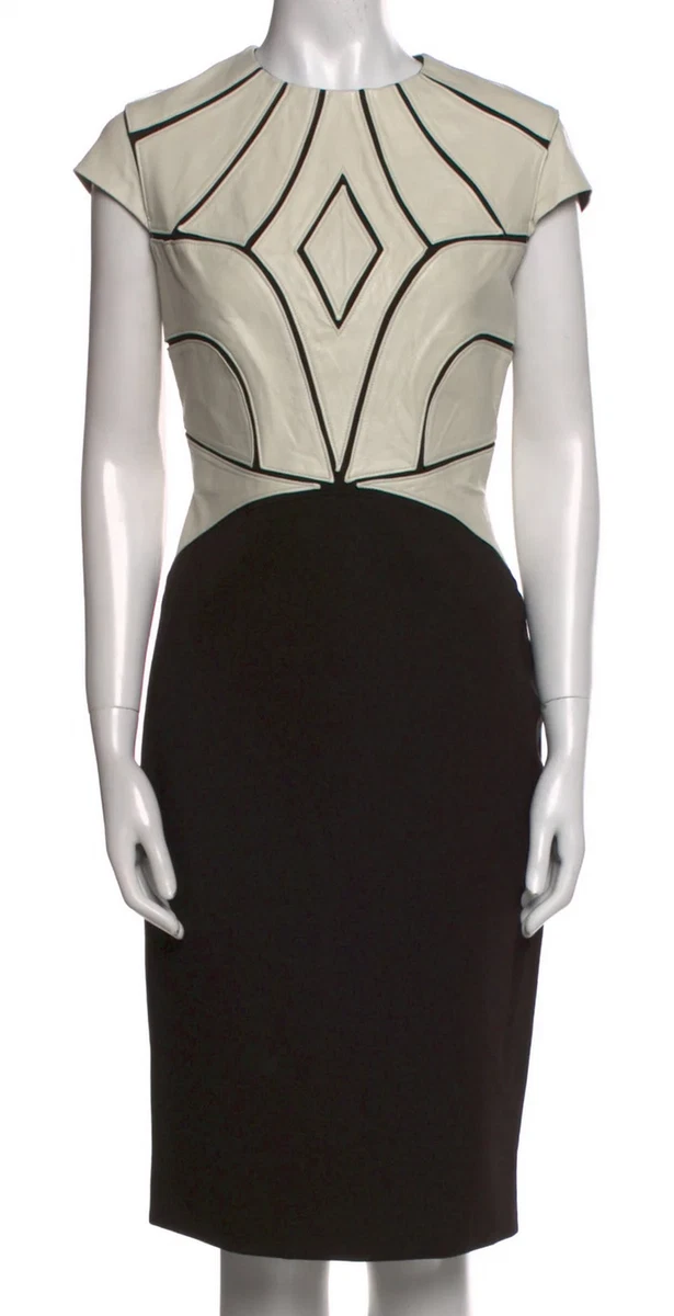louis vuitton black leather dress Louis Vuitton Logo Knit Animal Print Leather Trim A-Line Dress Green Black main image 1