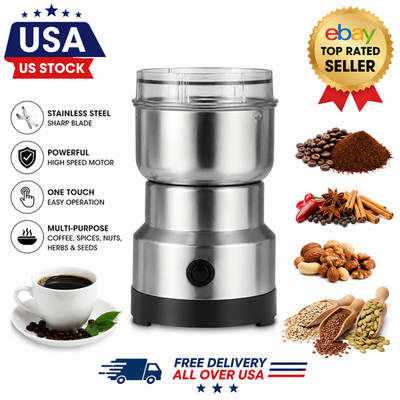 Electric Coffee Grinder Spice Herb Bean Nut Seed Mill Stainless Steel Blade