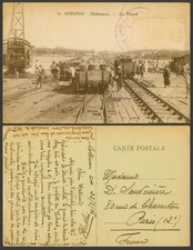Dahomey 1926 Old Postcard Cotonou, Le Wharf, Barrels on Railroads Railway, Benin