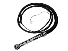 INDIANA JONES WHIP HUNTER BLACK&WHITE 100 % REAL LEATHER 6 FT LONG Bull Whip