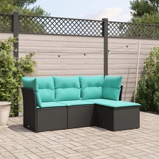 Garden Sofa Set Black Poly Rattan 70.5 x 46.1 x 27.2 in