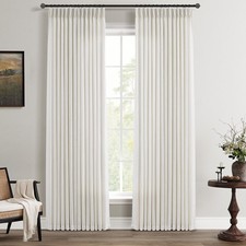 Natural Linen Curtains 84 Inch Length 2 Panels for Living Room Neutral Textur...