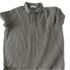 Moncler Men's Gray Polo Shirt L Short Sleeve Cotton Knit Collared Logo