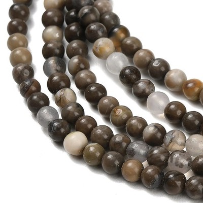 Volcanic Agate Round Beads 5 Strands 4mm Smooth Gemstone DIY Jewelry Loose Bead