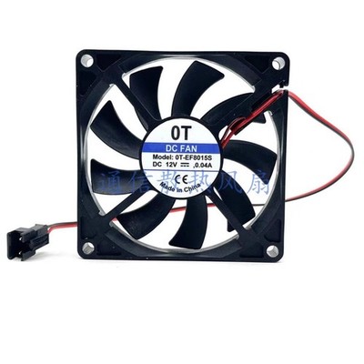 1 Pc.  DC FAN Model  OT-EF8015S DC12V 0.04A  8015 8CM 2 wire cooling fan
