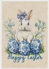 Happy Easter Bunny, Two-Sided Polyester Type Outdoor Garden/Yard Flag