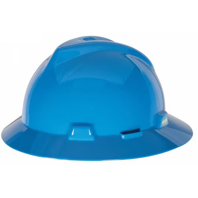 V-Gard Slotted Full Brim Hard Hat, Fas-Trac III Suspension, Type I, w/ Lamp Brkt