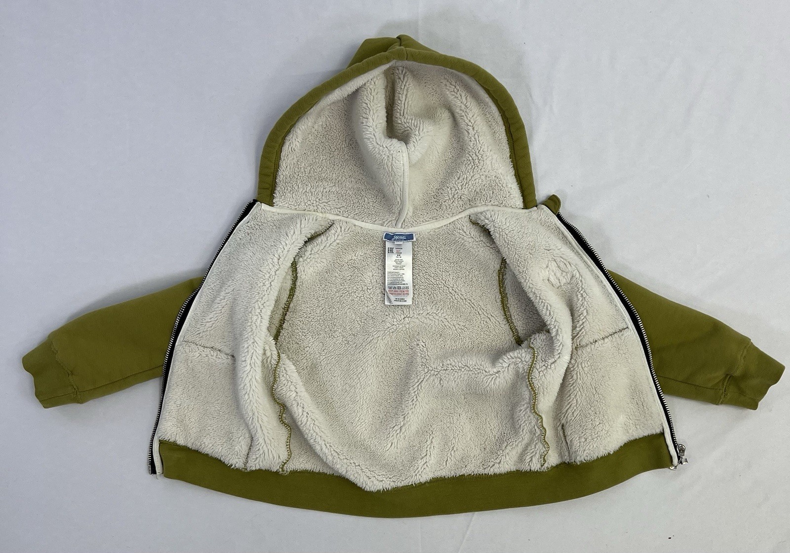 Jacadi sz 4 kids boys hoodie zipper Sherpa Lined image 6