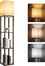 Floor Lamp with Shelves, Modern Shelf Lamp for Display Storage, 3 Color Temperat