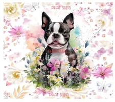 20oz Sublimation Tumbler Wrap Boston Terrier Ready To Press Transfer