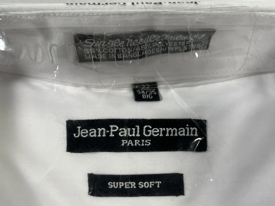 Camisa masculina Jean Paul Germain Paris branca super macia com botões 22 34/35 grande NOVA - Imagem 2 de 4