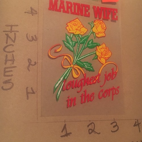 USMC US Marine " WIFE toughest job in the corps " Window Decal (Applied outside)