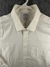 Brooks Brothers White Cotton Regent 17.5 4/5 Non-Iron Men Button Up Shirt Adult