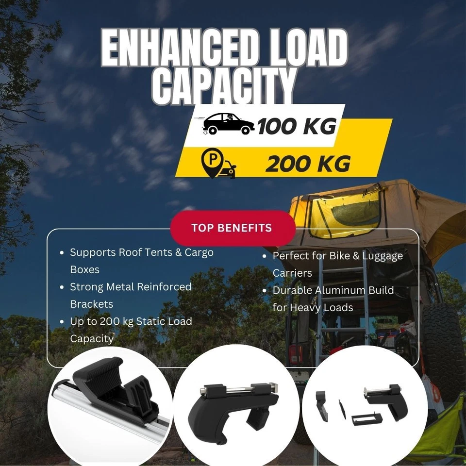 Roof Rack Cross Bars for Mitsubishi Nimbus 1998-2003 2 Pcs Silver - image 4 of 4