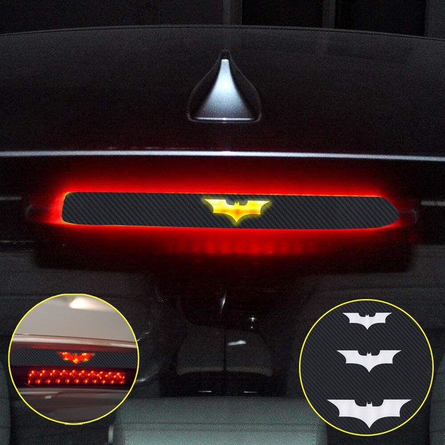 3Pcs/Set Batman 3D Car Sticker Brake Tail Light Decal Carbon Fiber