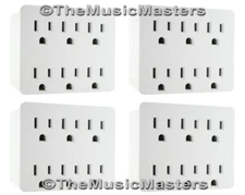 (4) Electrical Socket 6-Way Power Splitter 6 Outlet AC Wall Plug Adapter Cover