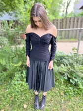 Miss Kane 1950’s Black Cocktail Dress, Ruched Little Black Dress, Marilyn Monroe