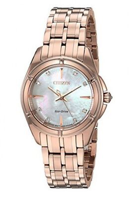 Citizen EM0353-50D Women's Prezia Diamond Accent Pearlized Rose Gold Watch