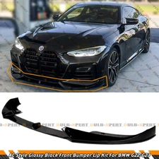 For 21-25 BMW G22 G23 430i M440i AC Style Glossy Black Front Bumper Lip Splitter